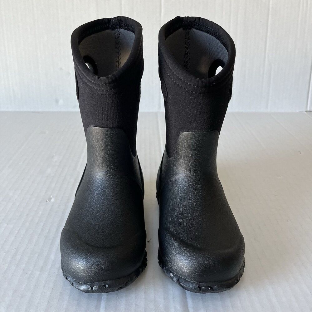 Bogs Little Kids York Solid Black Insulated Rain Boots Sz 8 Waterproof Snow Rain - Picture 3 of 13